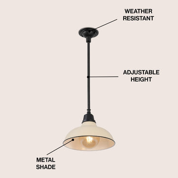 Jasper 12.25" Farmhouse Industrial Indoor/Outdoor Iron LED Pendant